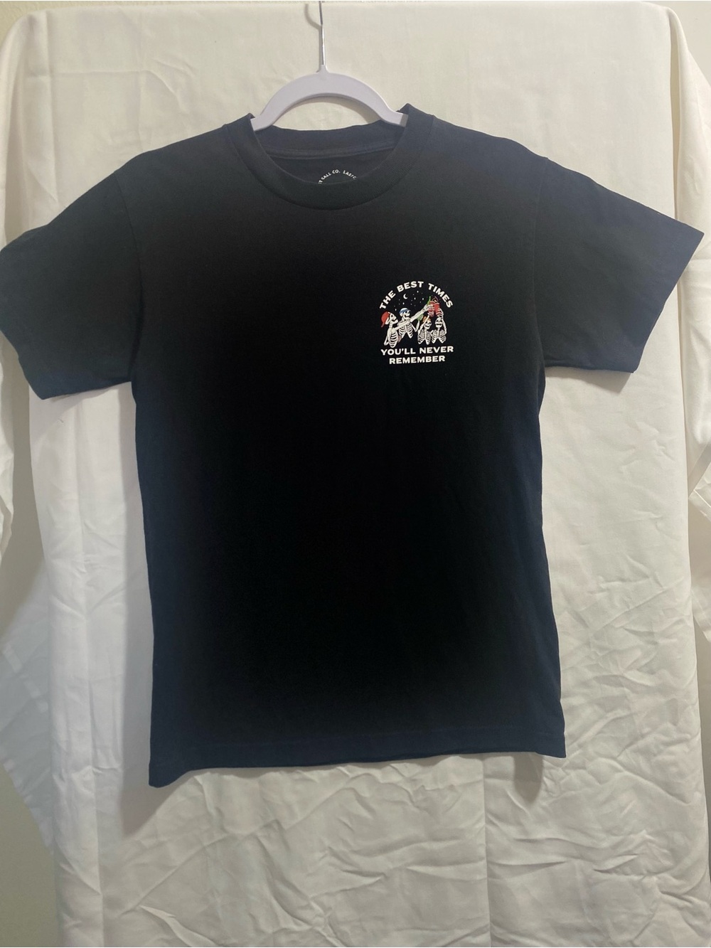 Last Call Co. Double-Sided Skeleton Graphic Crew Neck Black Men's Tee Small
